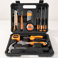 Ensemble d'outils à main professionnels de 16 pièces en acier à haute teneur en carbone, kit de quincaillerie avec étui rigide pour la réparation automobile, les travaux de bricolage et les situations d'urgence