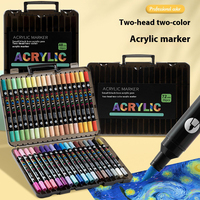 Lot de 72 marqueurs acryliques double-embout, double couleur, étanches, à pointe souple, pour bricolage, en plastique, en gros
