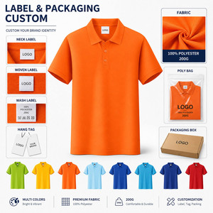 Polo personnalisé avec logo pour homme, 200 g, 100 % polyester, séchage rapide, respirant, service ODM OEM, couleur unie, manches courtes, vêtements décontractés - Product Image 4