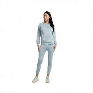 Tc353 Set da Notte per Donna in Maglia, con Cappuccio e Maniche Lunghe, Tinta Unita, Morbido Cotone Elasticizzato e Fibra di Bambù, Casual Autunnale - Product Image 1