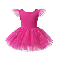 Robe de ballet populaire pour filles avec manches chatoyantes et dos croisé, idéale pour l'entraînement de danse