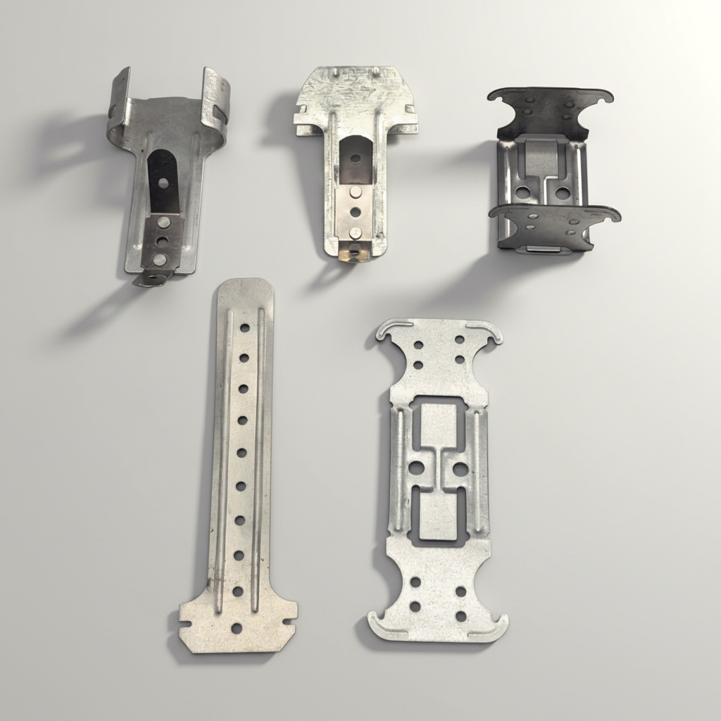 Unbranded assortment of galvanized ceiling clips, hanger springs and connectors