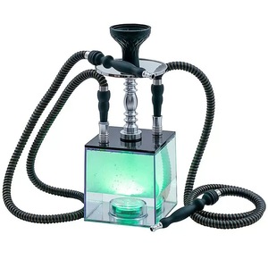 Ensemble de narguilé carré en acrylique 2026, 2 tuyaux, boîte à <span class=keywords><strong>chicha</strong></span> complète avec un joli éclairage LED RVB, chauffe-tabac en acier inoxydable, 42 cm - Product Image 1