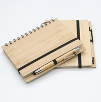 Carnet à spirales personnalisé écologique avec couverture rigide en bois recyclé et bambou, réutilisable, ligné, avec stylo