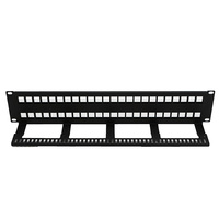 Panneau de brassage de câbles réseau vierge 48 ports, hauteur 2U, montable en rack 19 pouces avec bras de gestion de câbles fixe pour adaptateur coupleur en ligne