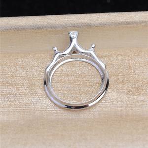 WENCHI S925 Plata Corona Redonda Hueca Colgante DIY Accesorio de Joyería de 15.3mm con Bandeja para Perlas de Mármol para Fabricación de Anillos - Product Image 3