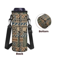 Sac de transport pour bouteille d'eau personnalisé avec motif géométrique Masi Tapa Island et bandoulière réglable