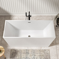 Baignoire rectangulaire autoportante au design moderne en acrylique blanc avec trop-plein de vidange US Stock