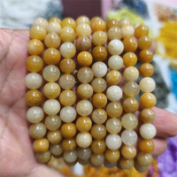 Pulseras Elásticas de Moda con Cristales de Jade Amarillo Natural de 8mm, Venta al Por Mayor