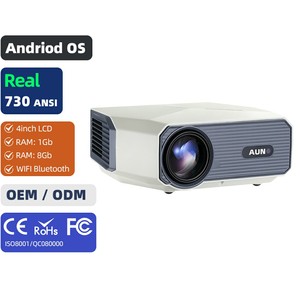 Mini projecteur Android à faible coût avec livraison gratuite, compatibilité 4K, écran LCD pour cinéma maison, chambre à coucher, AUN A004 Pro - Product Image 1