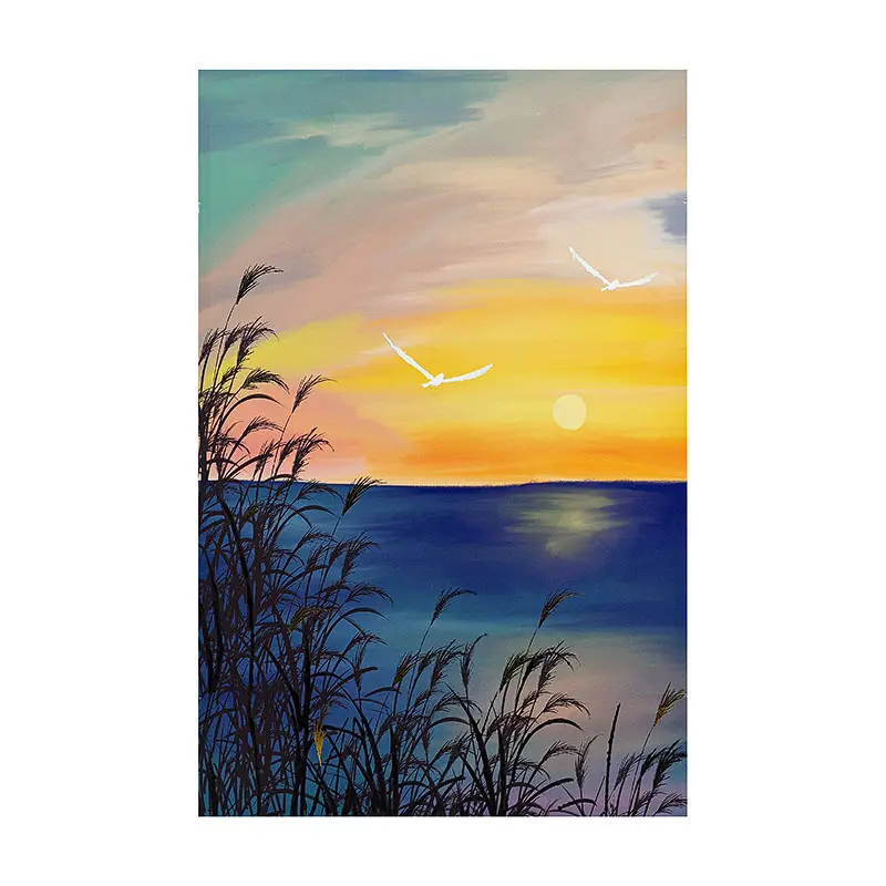 Sunset Sea Painting Canvas Hand Painted Wall Art Interior Wall Decor Landscape Paintings