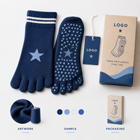 Chaussettes de yoga à cinq orteils, souples, avec grip, motif élargi, logo, format d'emballage, échantillon, avis