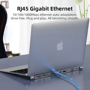 3 צג תצוגה כפולה 4K 12-in-1 USB C עגינה תחנת סוג C כדי DP VGA ethernet פ"ד טעינת USB Hub עבור אביזרי MacBook