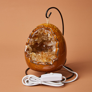 Lampe en cristal Améthyste dégringolée <span class=keywords><strong>Pierre</strong></span> polie Guérison Cristal Veilleuse Base de lampe de table <span class=keywords><strong>Port</strong></span> USB pour la décoration intérieure - Product Image 6