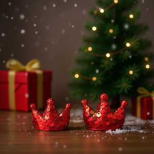 Ornement de Noël en forme de couronne, 3x4mm, sequins rouges, décoration de fête - Product Image 2