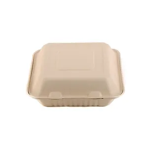 Top-rated Biodegradable Clamshell Packaging Container Biodegradable Bagasse Food Box 9"x6"