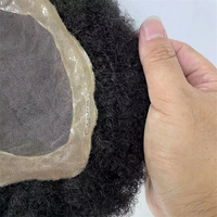 Prothèse capillaire masculine durable, postiches afro de 4 mm, perruque pour homme, cheveux indiens, nœuds blanchis, soudés fins, mono toupet 7 x 7 pour hommes
