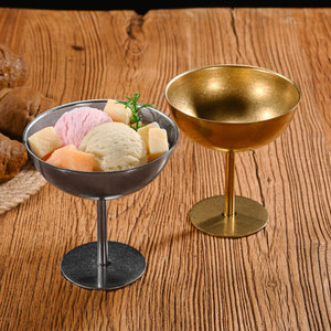 Stainless Steel <b>Dessert</b> Bowl With Stem Ice Cream Cup For Party And Banquet Use Solid Color Design - Product Image 1