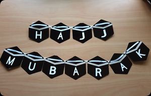 Décoration murale personnalisée pour la maison musulmane, forme hexagonale, guirlande de Hajj, bannière en papier Umrah Mubarak avec décor de Kaaba - Product Image 4