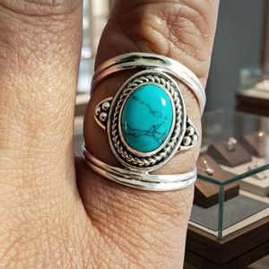 Bague en argent sterling 925 avec pierre précieuse turquoise naturelle 2026, prix d'usine en gros - Product Image 3
