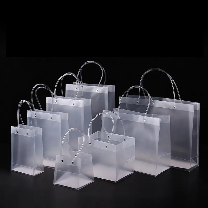 New Fashion plant bag Waterproof Transparent PP/PVC Clear Tote bag Customized flower packing Bag With Logo