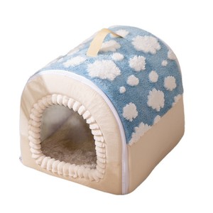 Nid pour chat Laiben Cloud - Chaud et confortable en hiver, semi-fermé, épaissi pour une sensation sûre et chaleureuse pour les chatons - Product Image 3