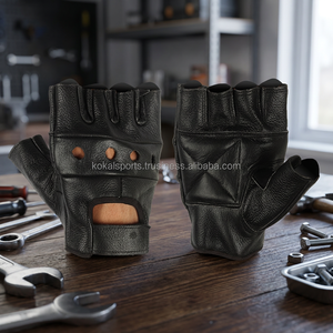 Full Black Breathable Fingerless Cycling Gloves for Offroad Motorcycle Use / Leather Gloves - Product Image 2