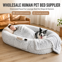 Lit pour chien et humain moderne et personnalisé, en peluche de luxe, lavable en machine, durable et chaud, pour le soulagement du stress des personnes - Vente en gros