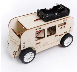 物理STEM技术小工具教具儿童科学玩具电动校车儿童益智玩具DIY工艺