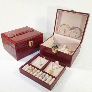 Organisateur de bijoux de voyage de luxe en cuir PU avec plateaux pour rangement et présentation individuels - Product Image 1