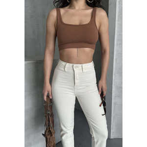 Jeans de Mezclilla Anchos y Sencillos de Cintura Alta en Azul Claro para Mujer, 100% Algodón, Corte Recto con Detalles de Bolsillos - Product Image 5