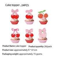 Nouvel ensemble de vaisselle et décorations de fête transfrontalières Thème cerise Fond rose Assiettes en papier pour anniversaire