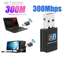 Adaptateur Wifi USB sans fil 300 Mbps, 802.11N, USB 2.0, récepteur Wifi, Dongle, carte réseau sans fil 300 Mbps pour ordinateur de bureau, ordinateur portable, Windows