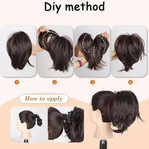 Perruques synthétiques pour femmes en gros avec pinces à griffes anneaux de <span class=keywords><strong>cheveux</strong></span> de queue de poulet en désordre beignet petits pains perruques <span class=keywords><strong>chignon</strong></span> des usines - Product Image 6