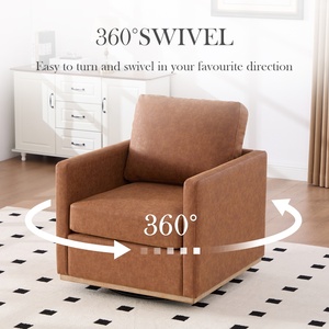 Sillón Giratorio Cuadrado Tapizado M <span class=keywords><strong>y</strong></span> Cómodo Sillón Individual de PU, Sillón con Brazos para Sala de Estar - Product Image 3