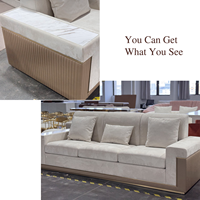 Ensemble de canapés de luxe moderne sur mesure 1+3 places en tissu avec table d'appoint intégrée pour villa et salon de direction