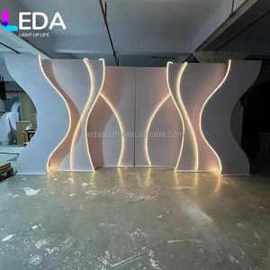 Décor de scène de mariage LEDA en PVC avec fond ondulé en acrylique, support pour événements, fournitures de fête, décorations - Product Image 1