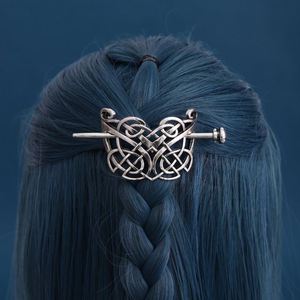 Barrettes à cheveux celtiques vikings, épingles à cheveux vintage à nœud celtique, bâtons à cheveux rétro en alliage d'argent, bijoux de barrette à cheveux en métal viking celtique - Product Image 1