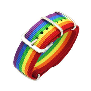 Bracelet ajustable géométrique tendance, bracelet personnalisé à rayures arc-en-ciel, bracelet en toile arc-en-ciel, bracelet de fierté LGBT - Product Image 1