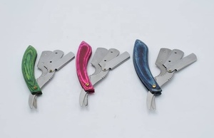 Chuyên Nghiệp Râu Dao Cạo Mềm Cạnh Cắt Tóc Gấp Dao Cạo Râu Tay Cầm Bằng Gỗ Cắt Tóc Dao Cạo Với Màu Sắc Tùy Chỉnh - Product Image 4