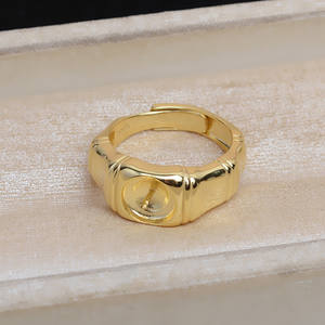 Anneau ouvert en argent S925, à faire soi-même, épaissi et audacieux, nœud en bambou, accessoire pour perle de 9-10 mm, support vide, ouverture réglable 5351 - Product Image 4