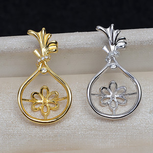 จี้เงินแท้ S925 รูปถุงเงิน จี้กระเป๋าเงิน ขนาด 10-12 มม. สำหรับทำเครื่องประดับ DIY  อะไหล่และอุปกรณ์ทำเครื่องประดับ ถาดเปล่า ผลิตภัณฑ์กึ่งสำเร็จรูป 3972 - Product Image 3