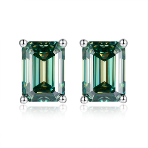 Pendientes de botón de plata chapados en oro y rodio con forma de bola de 5x7mm, moissanita de 1 quilate con engaste de garra, románticos, unisex, para mujer - Product Image 1