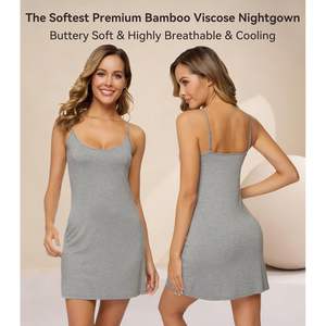 Robe de nuit en viscose de bambou personnalisée pour femmes, bretelles spaghetti, lingerie, vêtements de nuit, chemise douce, tailles S-4X - Product Image 4