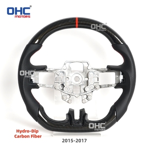 Volant à LED en fibre de carbone pour <span class=keywords><strong>Mustang</strong></span> <span class=keywords><strong>Gt</strong></span> Ecoboost <span class=keywords><strong>Gt</strong></span> Shelby Gt350 <span class=keywords><strong>2015</strong></span>-2017 2018-2023 Cuir perforé - Product Image 5