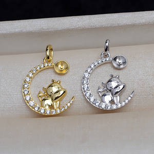 Pendentif en argent S925 avec plateau vide pour 6-8 perles, accessoires de bijoux pour appui-tête féminin, semi-fini, design 4035 - Product Image 2