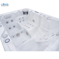 Bain à remous extérieur LOVIA Design Premium en acrylique, jacuzzi écoénergétique pour 3 personnes avec éclairage LED pour l'extérieur
