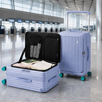 Valise à roulettes rigide pour PC, antibactérienne, ouverture latérale avant, fermeture éclair, bagage cabine, OEM ODM, marque privée, 20 pouces, serrure TSA