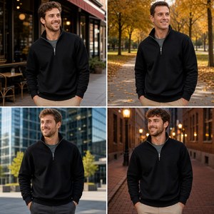 Felpa da <span class=keywords><strong>Uomo</strong></span> con Zip 1/4, Casual Business, Collo Alto, <span class=keywords><strong>Abbigliamento</strong></span> Sportivo Personalizzabile - Product Image 6