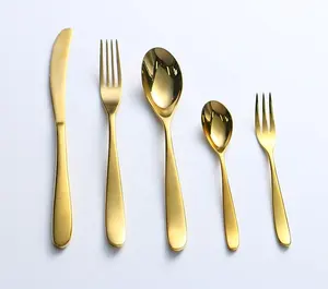 散装6件电镀现代设计师联合厚不锈钢餐具勺子餐叉餐厅酒店套装